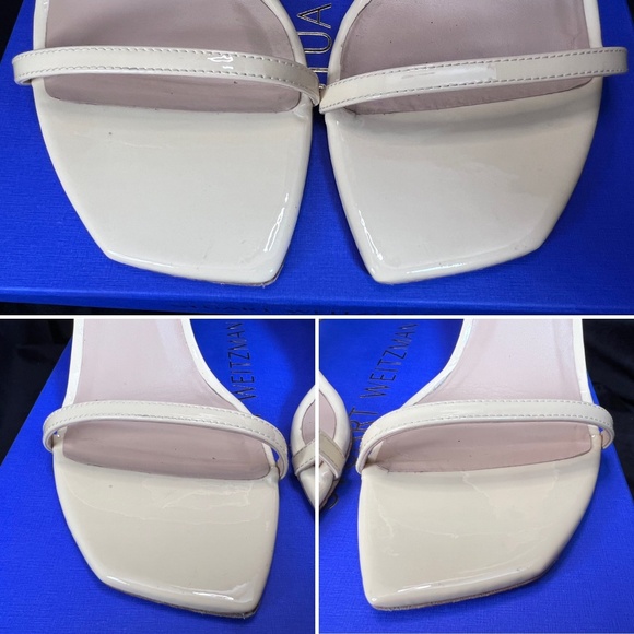 Stuart Weitzman SIZE 11.5 Nudist Curve 100 Sandal leather Vanilla Ankle-Strap - Picture 15 of 16